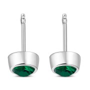 Green Cubic Zirconia Silver Stud Earrings, e426st